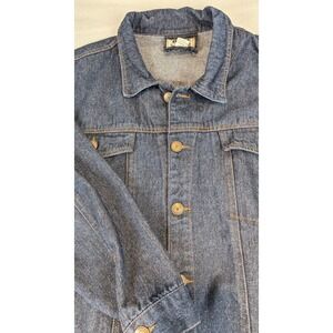 Duke Mens Denim Jacket Dark Wash Classic Trucker Workwear Utility Style Size 2XL